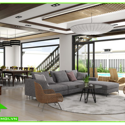 Nội thất phòng khách biệt thự vườn anh Tuấn Kiệt