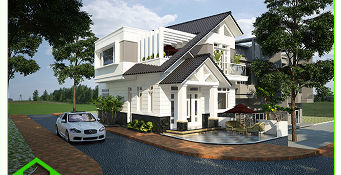 THIẾT KẾ BIỆT THỰ 2 TẦNG MÁI THÁI ĐẸP TẠI LỘC NAM, KTM BẢO LỘC ( MS: BTHD 1726)